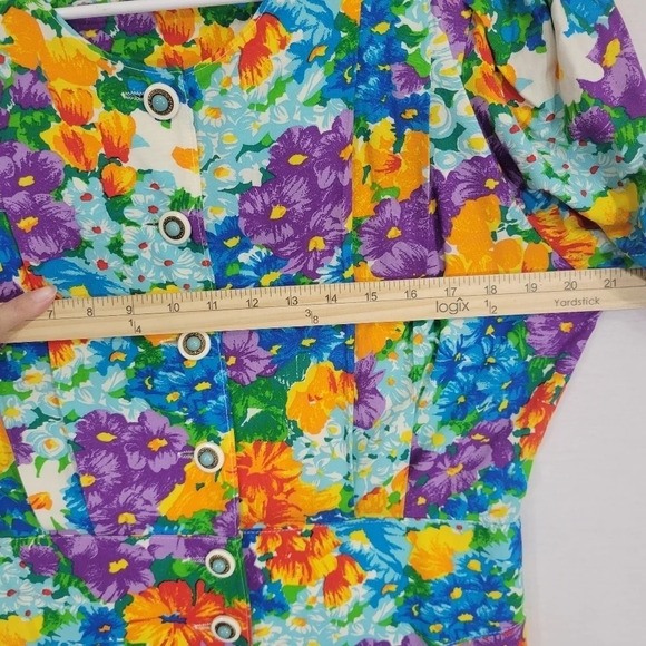 Vintage Floral Made in USA Ultra Soft Rayon Button Midi Dress Large - Picture 7 of 11